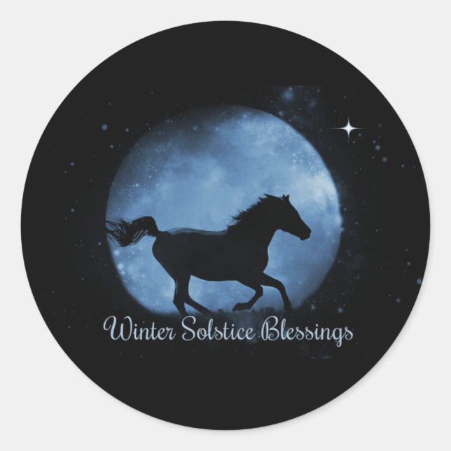 Horse and Moon Winter Solstice Blessings Stickers (Front)
