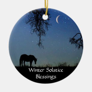 Horse and Moon Winter Solstice Ceramic Ornament
