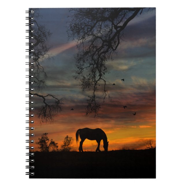 Horse and Nature Sunset Beautiful Notebook (Front)