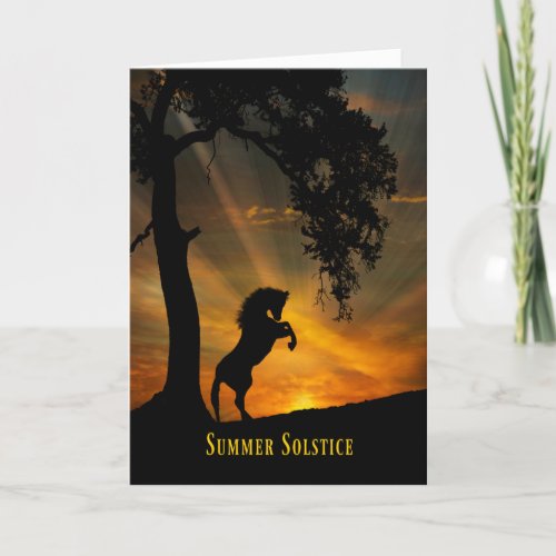 Horse and Oak Tree Summer Solstice Card
