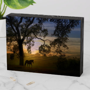 Horse and Oak Tree Wooden Box Sign