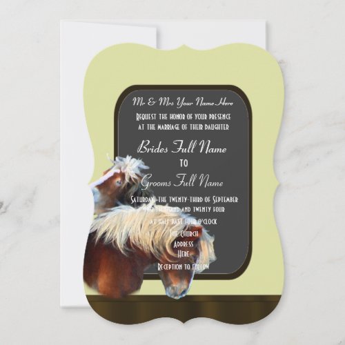 Horse and pony equestrian wedding invitation