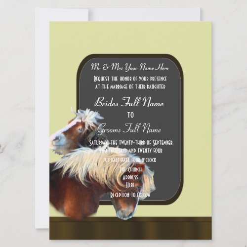 Horse and pony equestrian wedding invitation