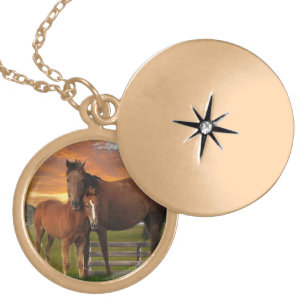 Horse and pony gold plated necklace