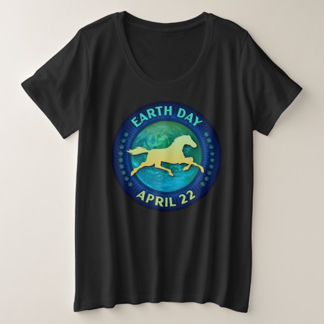 Horse and Pony Lovers Earth Day Gift Plus Size T-Shirt (Design Front)