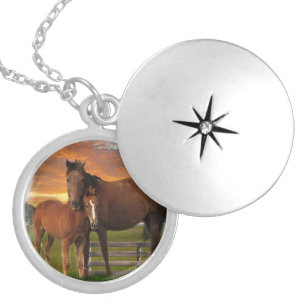 Horse and pony silver plated necklace