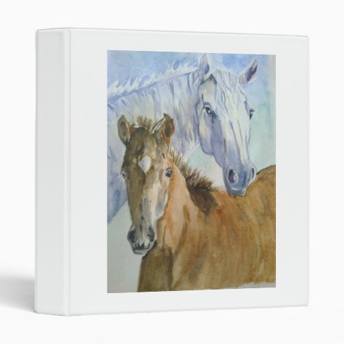 Horse and pony watercolour 3 ring binder