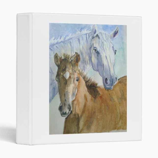 Horse and pony watercolour 3 ring binder (Front/Spine)