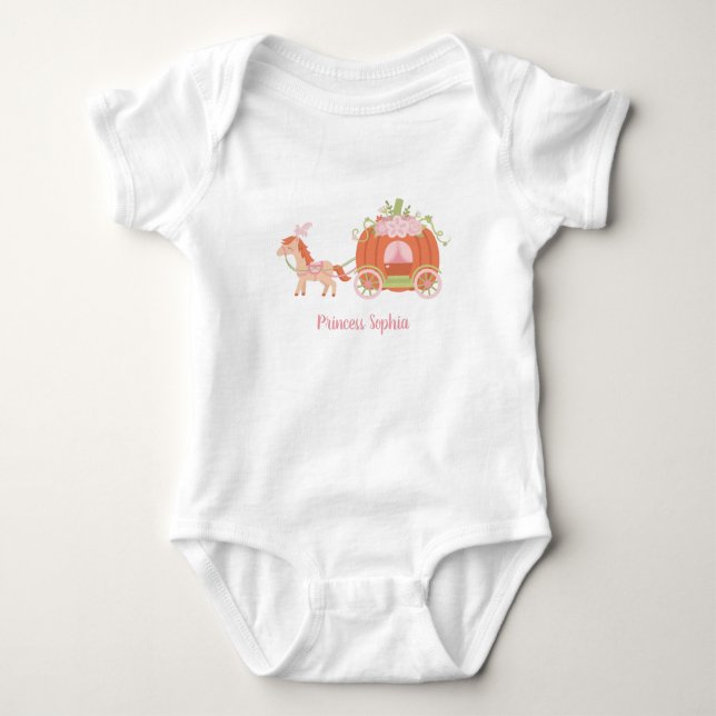 Horse and Pumpkin Carriage Baby Girl Princess Tee (Front)
