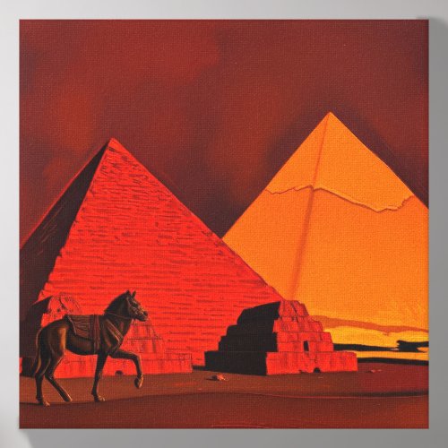 Horse and Pyramid Canvas Photo Tile