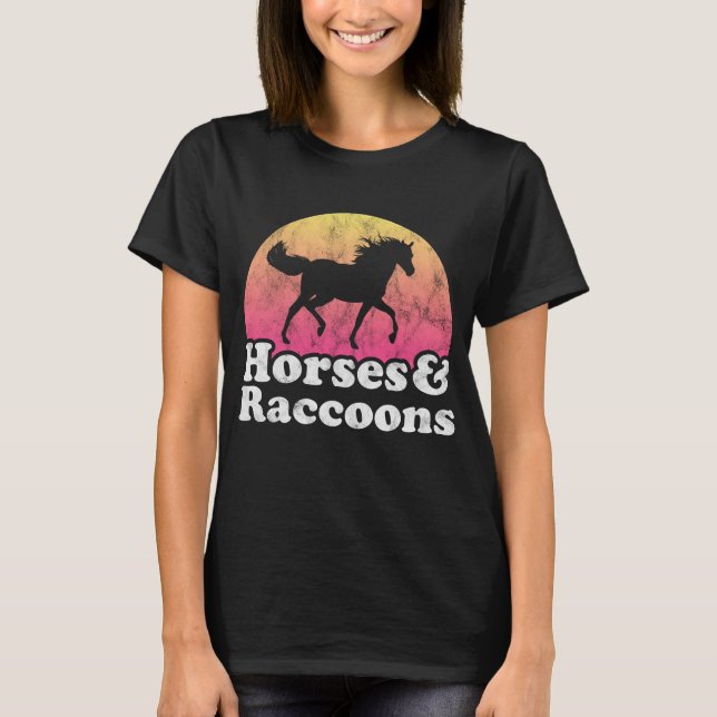 Horse and Raccoon Women or Girls Horses Raccoons T-Shirt (Front)