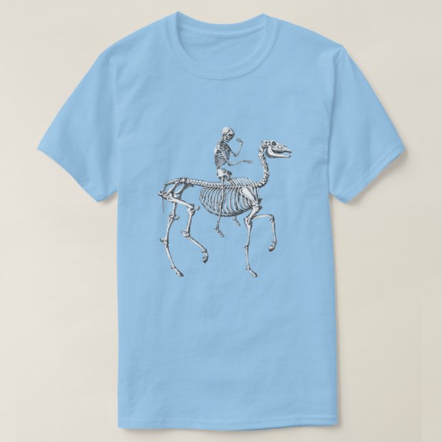 Horse and rHuman Rider Skeleton T-Shirt (Design Front)