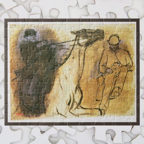 Horse and Rider by Edgar Degas Vintage Study Art Jigsaw Puzzle