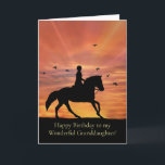 Horse and Rider Granddaughter Birthday Card<br><div class="desc">A horse and rider in a sunrise with birds,  this is a beautiful birthday card just for your granddaughter!  Wish to her,  that all her trails are happy ones!</div>