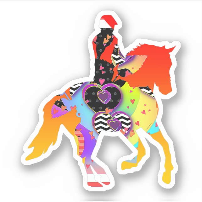 Horse And Rider Hearts Sticker (Front)