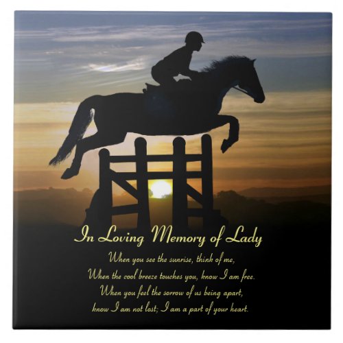Horse and Rider Jumper Memorial Spiritual Poem Ceramic Tile