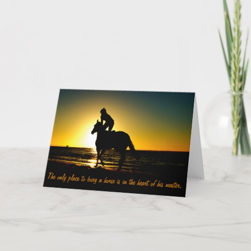 Horse and Rider on the Beach at Sunset Silhouette Card