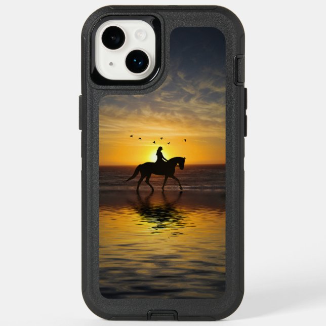 Horse and Rider on the Beach Coastal Otterbox iPhone Case (Back)