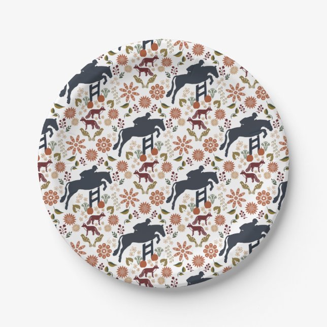 Horse and Rider Paper Plate Equestrian Folk Art (Front)