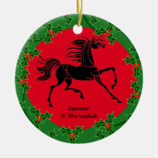 Horse and Rider Personalized Xmas Ceramic Ornament