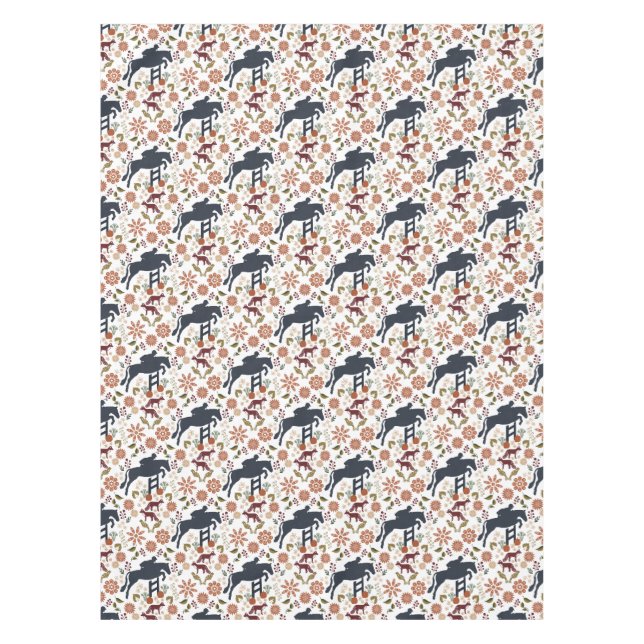 Horse and Rider Tablecloth Equestrian Folk Art (Front)