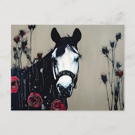 Horse And Roses Postcard