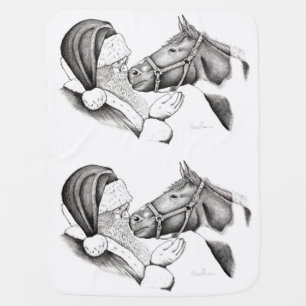 Horse and Santa Claus Baby Blanker Baby Blanket