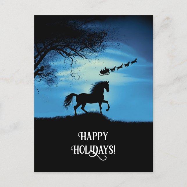 Horse and Santa Claus Christmas Happy Holidays Holiday Postcard (Front)