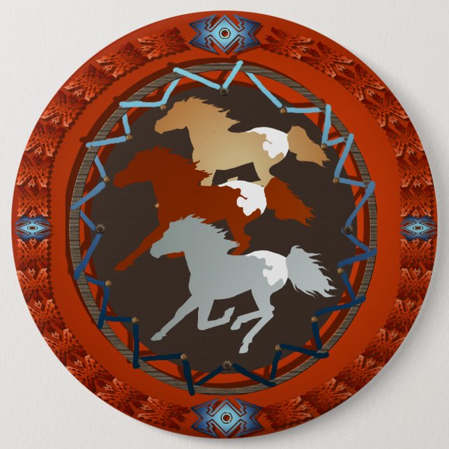 Horse and Shield-Magnet Pinback Button (Front)
