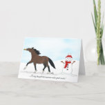 Horse And Snowman Festive Holiday Card at Zazzle