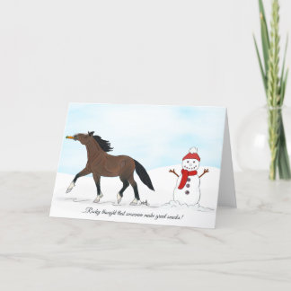 Horse and Snowman Festive Holiday Card