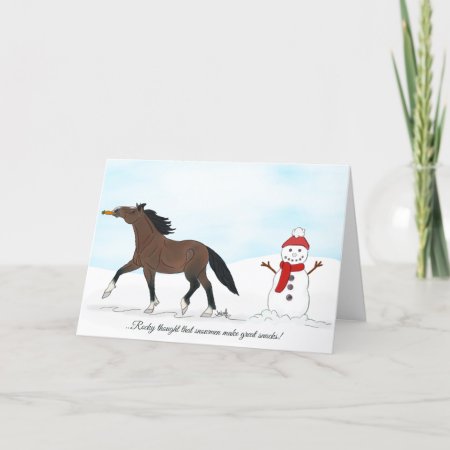 Horse And Snowman Festive Holiday Card