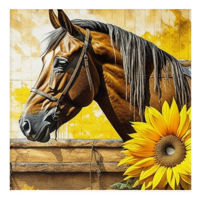 Horse and Sunflower Beautiful AI Art  (Front)
