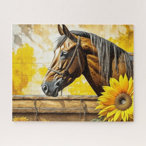 Horse and Sunflower Beautiful AI Art Jigsaw Puzzle