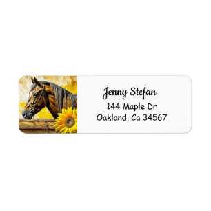 Horse and Sunflower Beautiful AI Art Label