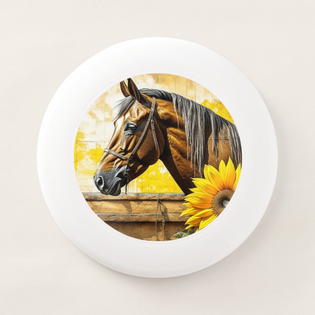 Horse and Sunflower Beautiful AI Art  Wham-O Frisbee (Front)