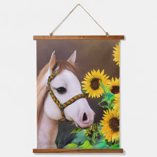 Horse and Sunflowers Hanging Tapestry