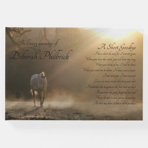 Horse and Sunlight Spiritual Memorial Guest Book