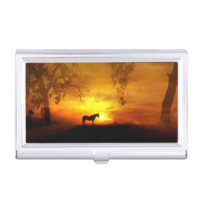 Horse and Sunrise Business Card Holder (Front)