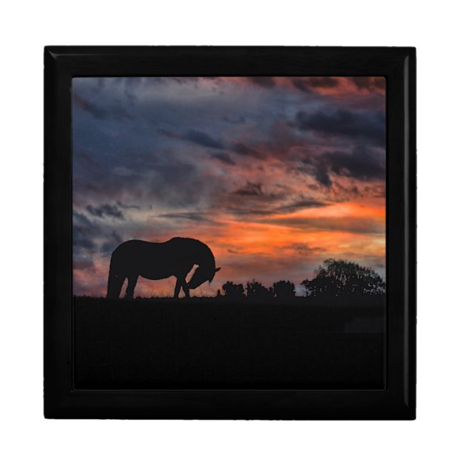 Horse and Sunrise Tile Keepsake Box (Front)