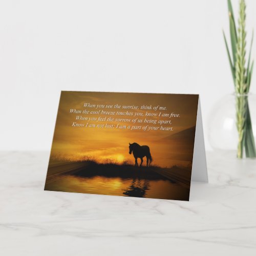 Horse and Sunset Deepest Sympathy Spiritual Poem Card