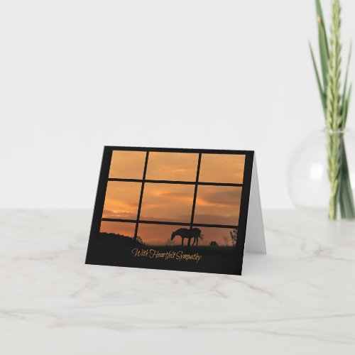 Horse and Sunset through Window Heartfel Sympathy Card