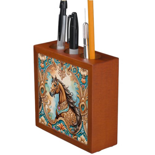 Horse and Tack Old Wild West Pattern Desk Organizer