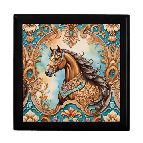Horse and Tack Old Wild West Pattern Gift Box