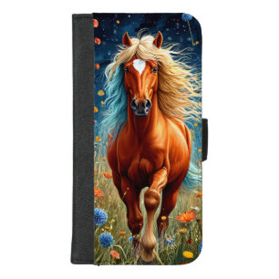 Horse and Vibrant Flower Field iPhone 8/7 Plus Wallet Case