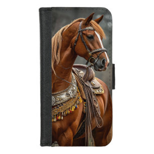 Horse and Vibrant Flower Field iPhone 8/7 Wallet Case