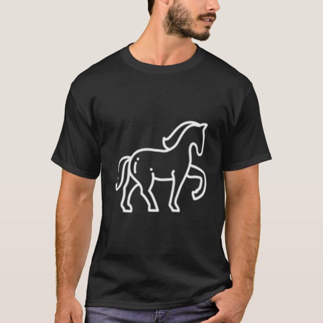 Horse Animal Badge Patch Line Art Icon Outline Gif T-Shirt (Front)