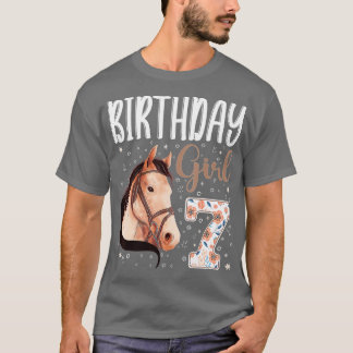 horse Animal Lovers 7th Birthday Girl B-day 7 year T-Shirt