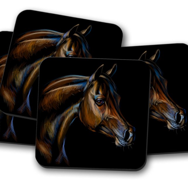 Horse Animal Portrait | Rustic Horse Cork Coaster (Creator Uploaded)