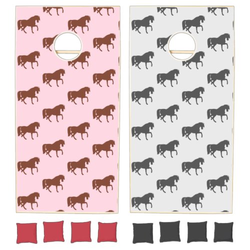 Horse animal silhouette pattern cornhole set